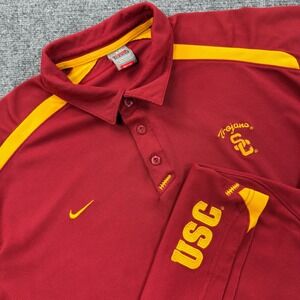 Nike USC Trojans Polo XXL Red Nike Fit Dry Short Sleeve Football Mens